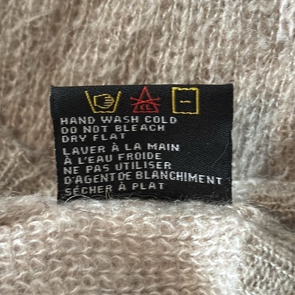 Press Nordstrom Kid Mohair Blend Cross Lightweight Crewneck Sweater Taupe Large - Picture 7 of 7